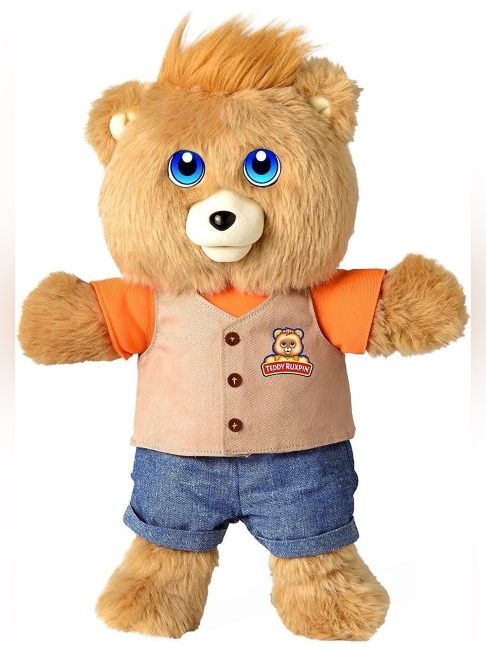 Teddy Ruxpin Plush Bear in Tan with Orange Shirt